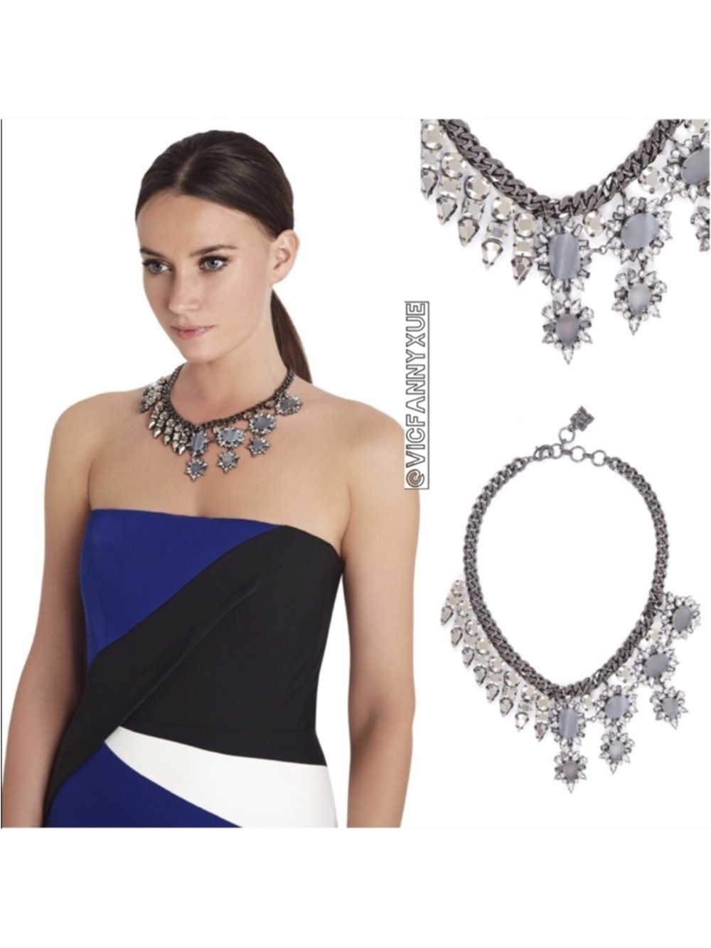 BCBGMAXAZRIA half-gemstone statement necklace